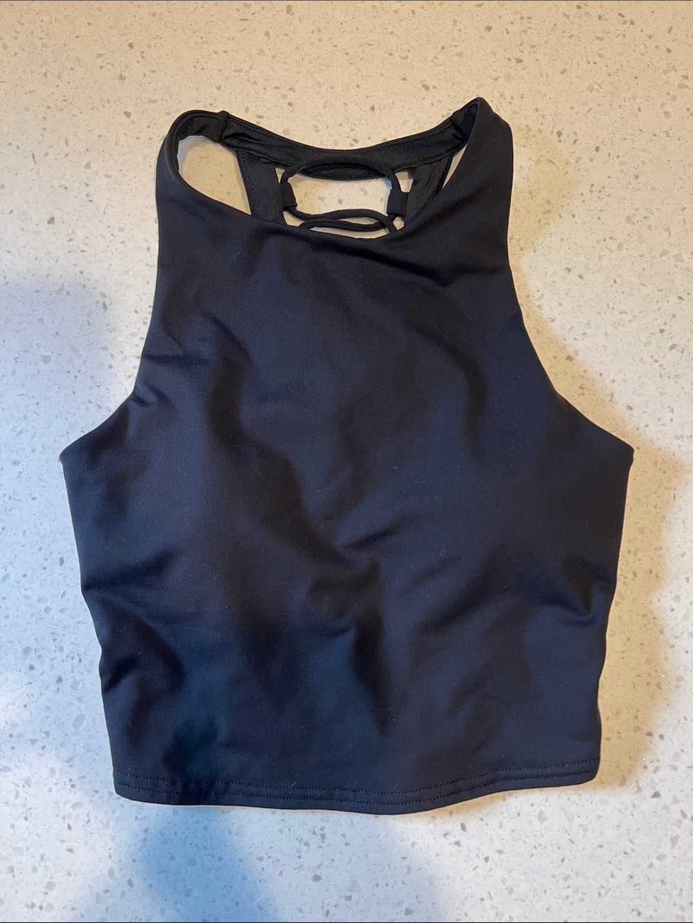 ALO Yoga Black Crop Tank Top with Strappy Back